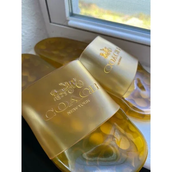 Coach Ulyssa Jelly Slide Sandals in Buttercup Yellow Women’s Size 8 - Picture 2 of 11